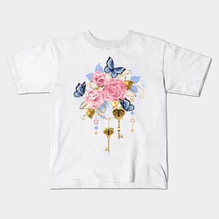 Pink Roses with Keys Kids T-Shirt